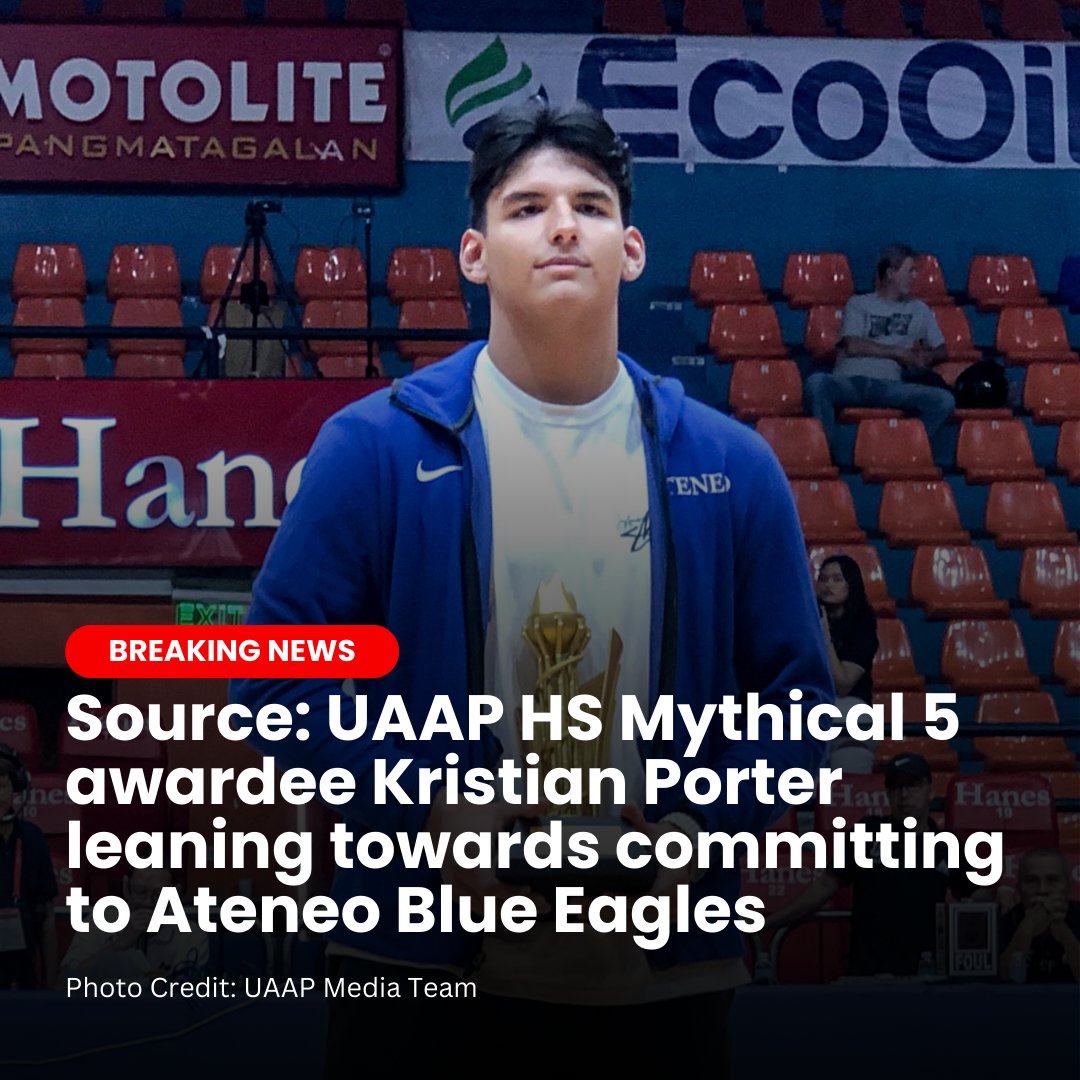 naveenganglani's tweet photo. 🚨 Ateneo HS standout Kristian Porter is expected to commit to the Ateneo Blue Eagles, according to a source.

Porter, a UAAP HS Mythical 5 awardee, averaged 17.9 points, 15.8 rebounds, 2.1 steals, &amp; 1.7 assists per game in UAAP86.

Eligible for 5 seasons. https://t.co/bxVpJIBrK8
