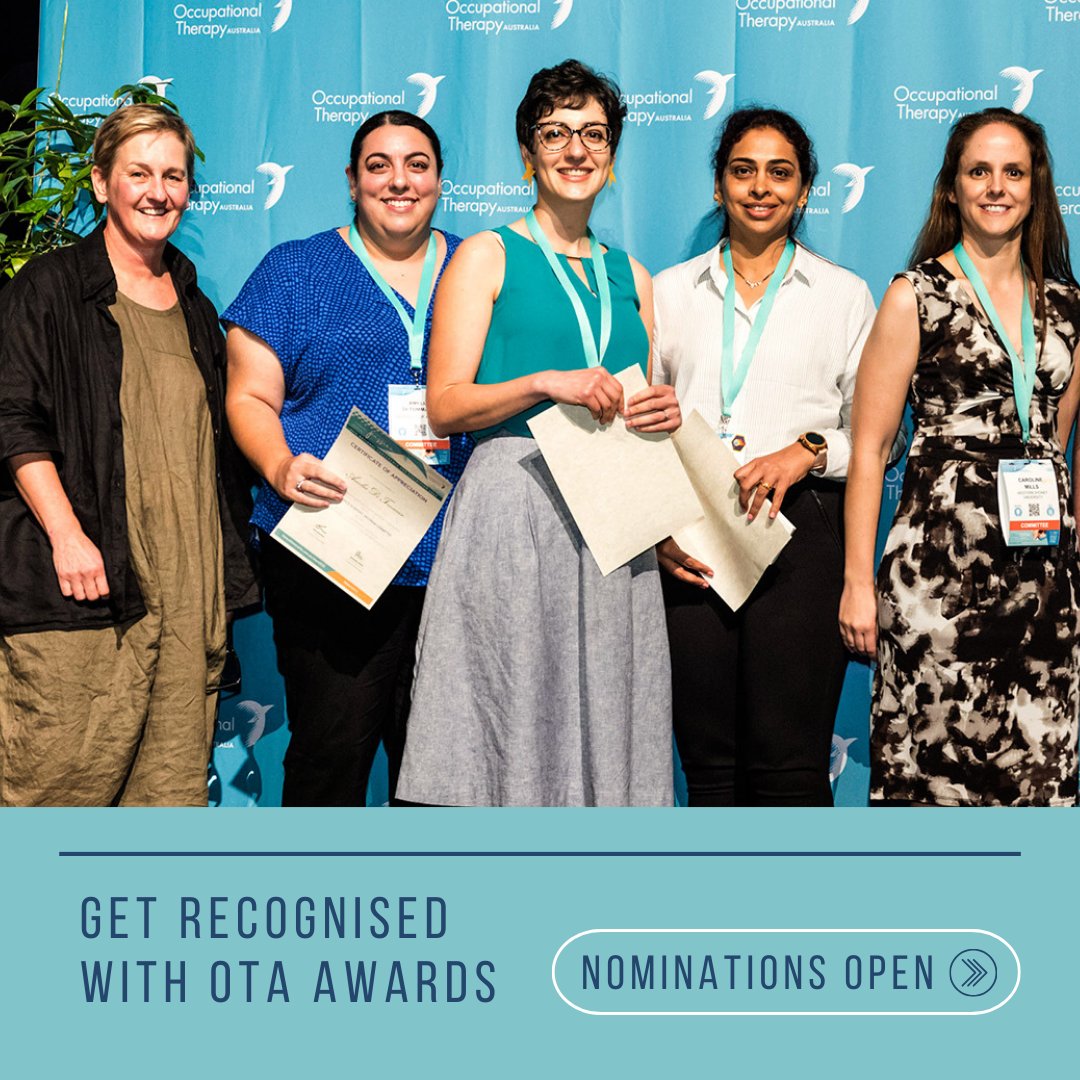 OTA's Association Awards highlight excellence in occupational therapy. Nominations are open for student awards, national recognition, trustee prizes, and divisional achievements. Act promptly – all 4 awards close this Friday, 16th February at 12 PM. 🔗otaus.com.au/member-resourc…