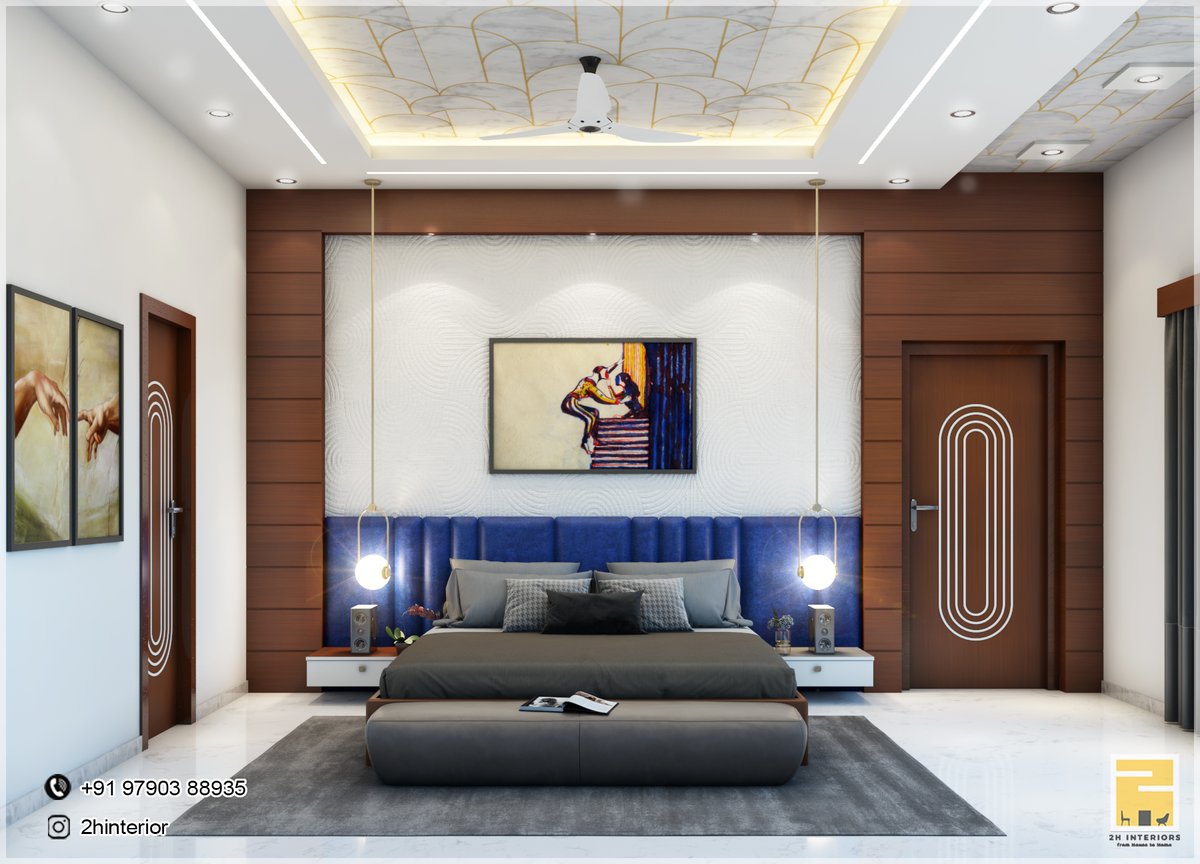 2hinteriors's tweet photo. Experience the art of relaxation in a master bedroom retreat. Elegant wallpaper graces the false ceiling, a dedicated TV unit invites entertainment, and a captivating artwork adorns the bed's backdrop🛌
#MasterBedroom #BedroomDecor #LuxuryRetreat #InteriorDesign #homeinspiration https://t.co/GwukfQnKwM