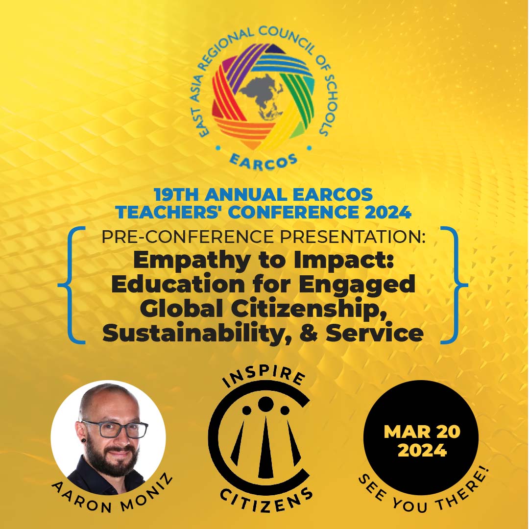 Join @inspirecitizen2 from @ICGlobalCitizen at the @EARCOSORG Pre-con on Mar 20. Explore the Empathy to Impact approach & engage with resources to enhance curriculum for global citizenship, service, & sustainability. sites.google.com/earcos.org/etc… #ETC2024 #EmpathyToImpact #Educators