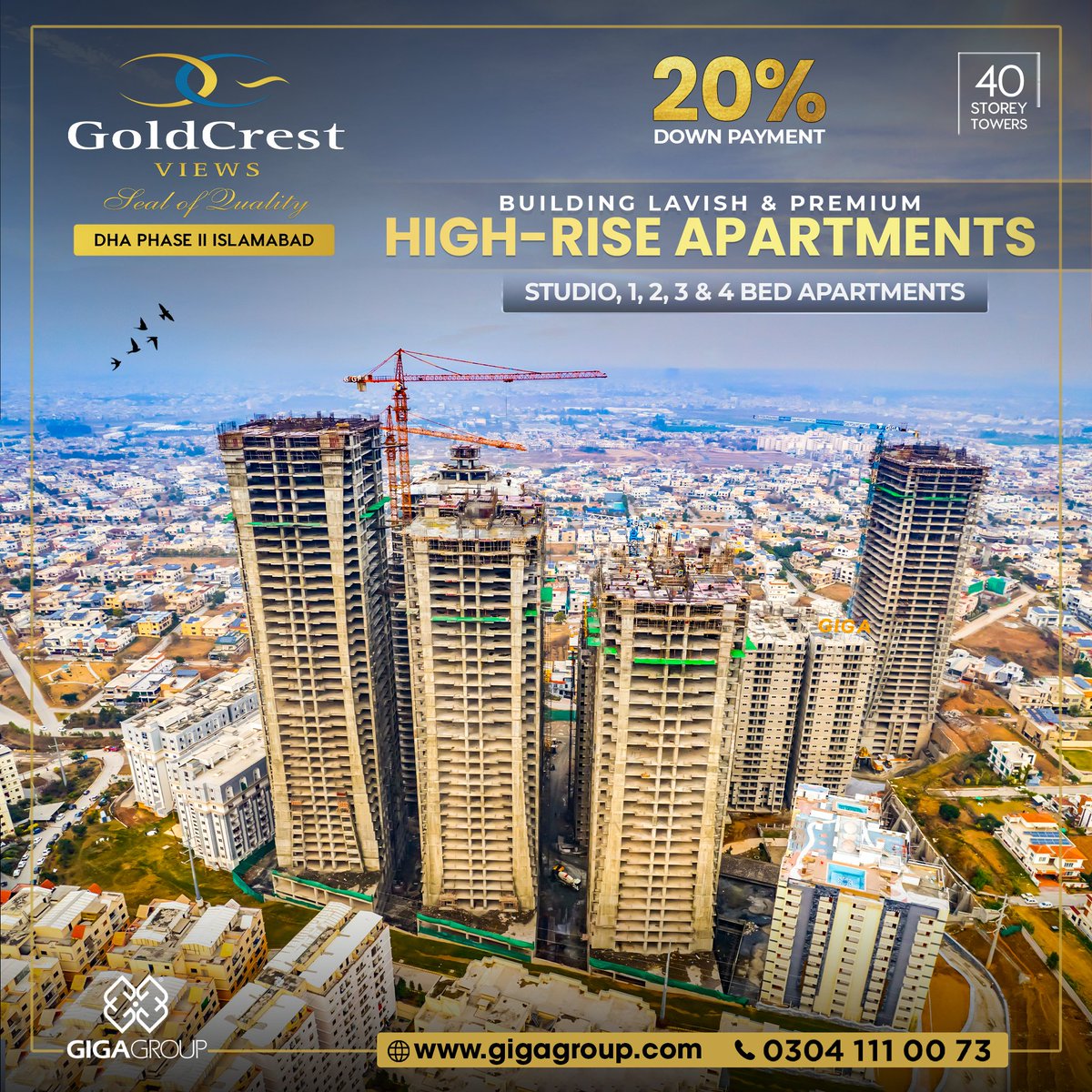Building lavish & 𝐏𝐫𝐞𝐦𝐢𝐮𝐦 𝐇𝐢𝐠𝐡-𝐑𝐢𝐬𝐞 apartments! Open the door to a better life in Pakistan with our commitment to improving the living standards of our fellow citizens, 𝐆𝐢𝐠𝐚 𝐆𝐫𝐨𝐮𝐩 presents the 40 storey award winning luxury project of Dubai,…