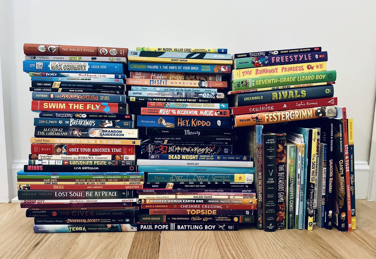 EDUCATORS and LIBRARIANS! These Middle Grade and Young Adult novels and graphic novels need a new home. Want them? To enter to win them: follow me and like/retweet this tweet. Bonus entry: tag a pal who you think might want these books, too!