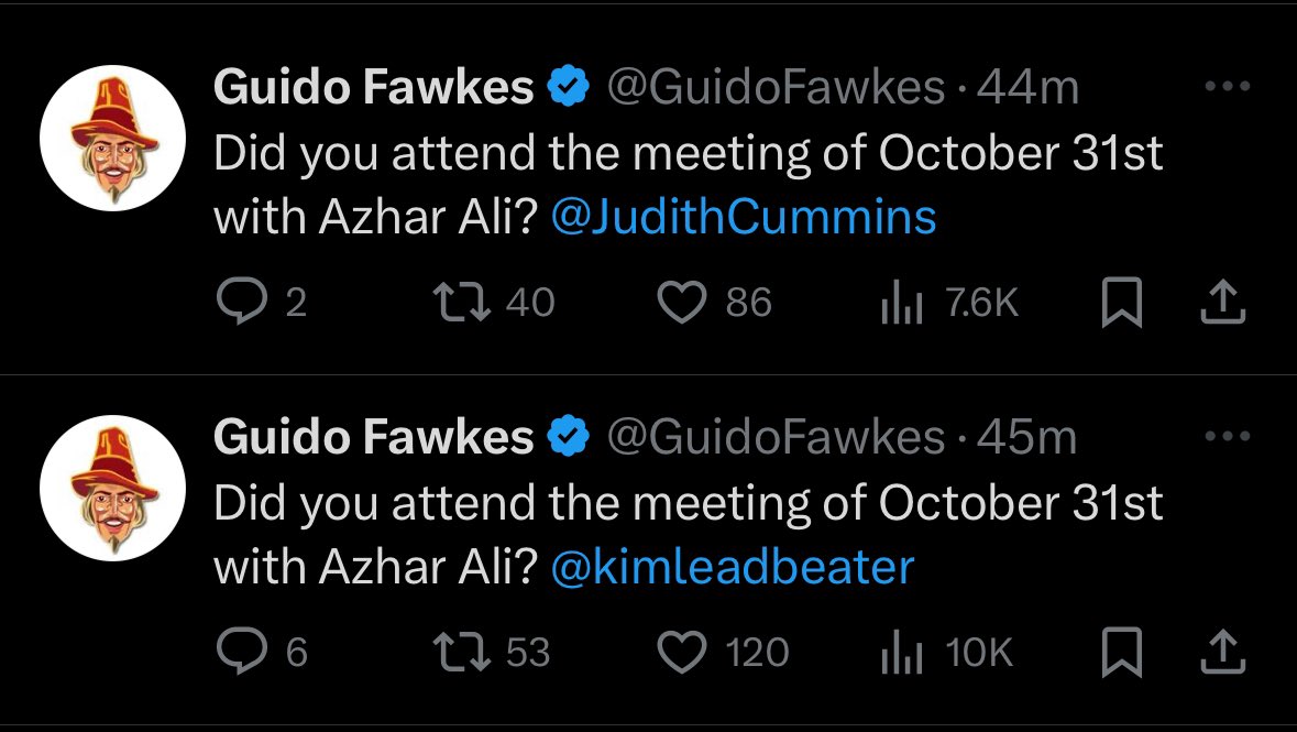 ArchRose90's tweet photo. .@GuidoFawkes is currently asking various Labour MPs such as Angela Rayner, Kim Leadbeater, Barry Sheerman etc if they attended the meeting on October 31st with Azhar Ali.
👀 🍿 https://t.co/FXav4XWura