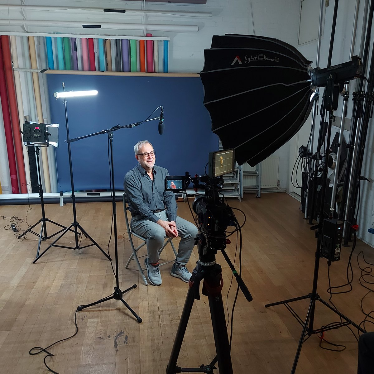 Shooting interviews for documentary on tornadoes last week. High production value needed as being shown on Amazon Prime US later in year. Large soft keylight, 3/4 backlight &amp; subtle background light (keeping it a few stops under) helped us to achieve this &amp; make our subject pop!