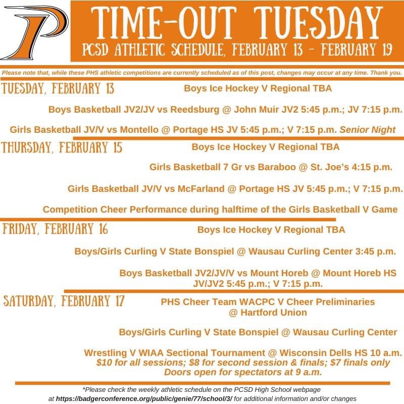 #TimeoutTuesday for the week of February 13 - February 19, 2024 

Go Warriors! 📣

#PortageWarriorWay