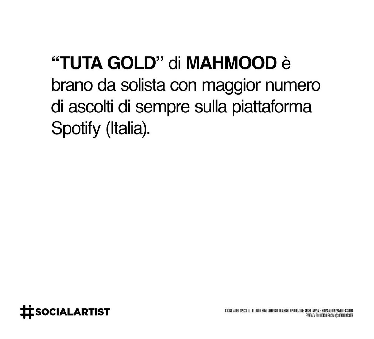 MariaclaraPra1's tweet photo. CON GLI ASCOLTI DI IERI SU SPOTIFY ITALIA, MAHMOOD È DIVENTATO L'ARTISTA SOLISTA CON PIÙ STREAMING DI SEMPRE IN UN GIORNO SU SPOTIFY ITALIA. 
DA NON SOLISTA,DETENEVA GIÀ IL RECORD ASSOLUTO CON BLANCO PER BRIVIDI 🌟🌟🌟
IL KING @Mahmood_Music continua a dominare #tutagold #mahmood https://t.co/ksySxSODdM