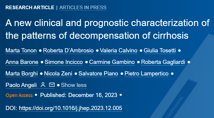 🆕Article in press❕ A new clinical and prognostic characterization of the patterns of decompensation of cirrhosis #OpenAccess here👉journal-of-hepatology.eu/article/S0168-… @ProfPaoloAngeli #LiverTwitter
