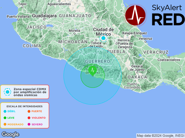 SkyAlertMx's tweet photo. #SismoFinalizado
  Intensidad 🟢“LEVE”🟢 en #Acapulco, Gro.
  Recibiste la notificación si estás dentro de los radios de alertamiento.
  Descarga #SkyAlert: https://t.co/utcJz1LFMg
  06:08:20 - 13/02/2024 https://t.co/YzdgNaUJOk