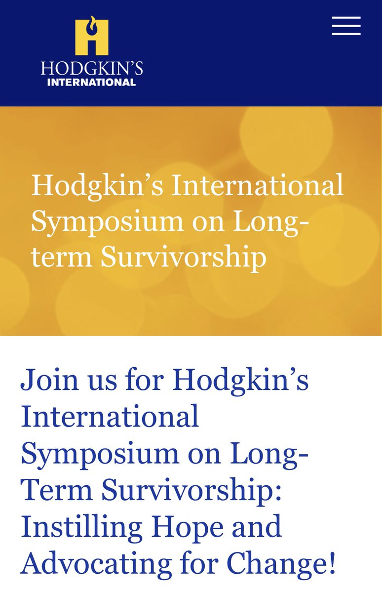 Looking forward to speaking at this @HodgkinsIntl in-person symposium bringing together survivors of Hodgkin lymphoma! #survonc #ayacsm Check out the program and register! hodgkinsinternational.com/news-and-event…