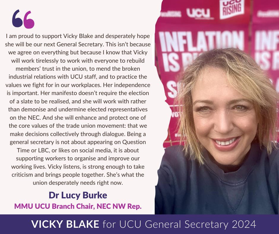 I’m voting #Vicky4GS - I’ve seen how she works with everyone to build bridges & find solutions. She knows the union, thinks creatively & understands that meaningful democracy depends on dialogue, good information & collective decision making. #ucu @zenscara