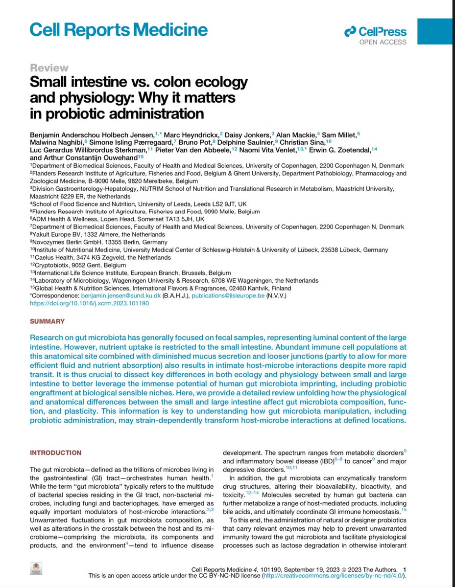 Small intestine vs. colon ecology and physiology: Why it matters in #probiotic administration

<a href="/CellRepMed/">Cell Reports Medicine</a> #MedEd #MedTwitter #GITwitter #MedX 

cell.com/cell-reports-m…