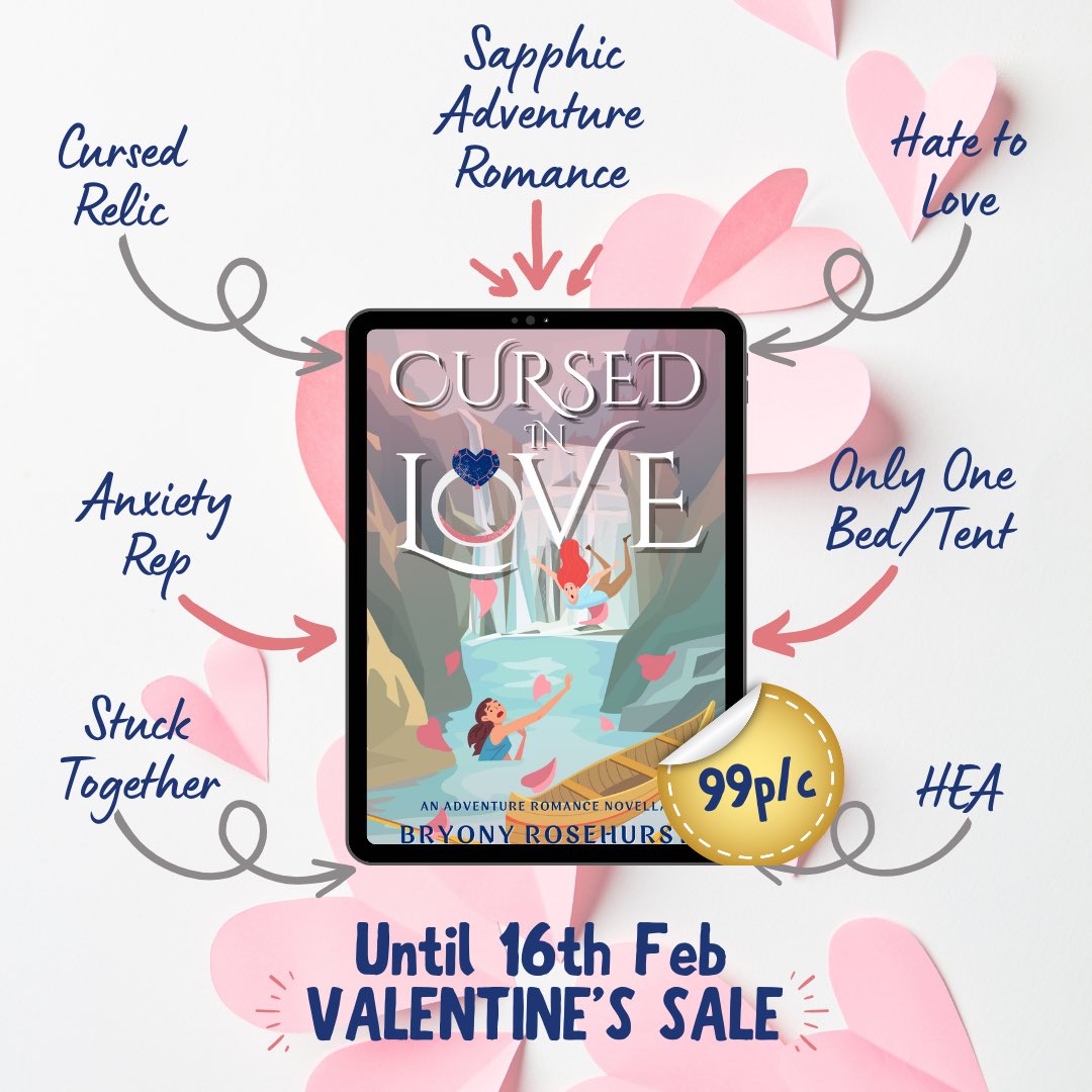 CURSED IN LOVE is just 99p/c until the 16th Feb! 🛶 sapphic adventure romance 🛶 WITHOUT A PADDLE x ROMANCING THE STONE 🛶 cursed relic 🛶 hate to love 🛶 MC with diagnosed anxiety & medication 🛶 only one bed/tent 🛶 stuck together in the Hebrides amazon.co.uk/Cursed-Love-ad…