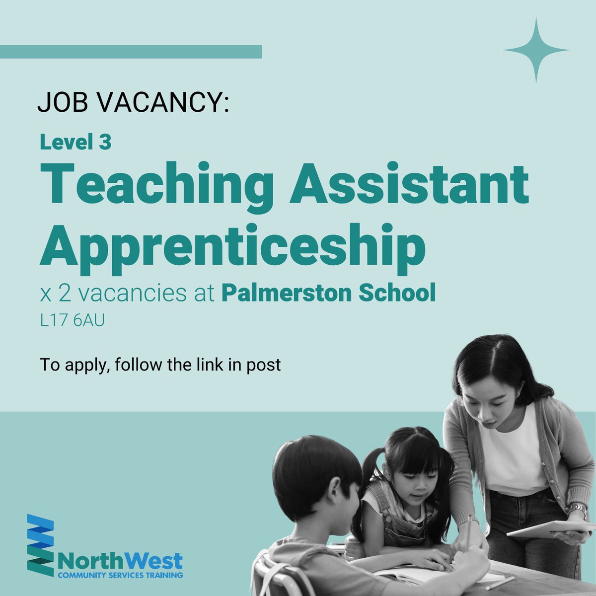 NWCSTraining's tweet image. 👨‍👧‍👦Apprenticeship vacancy: Teaching Assistant (Level 3)👩‍👧‍👦

2 vacancies at Palmerston School (L17 6AU)

For more information or to apply, go to findapprenticeship.service.gov.uk/apprenticeship…

#Apprenticeship #TeachingAssistant #Vacancy #Liverpool