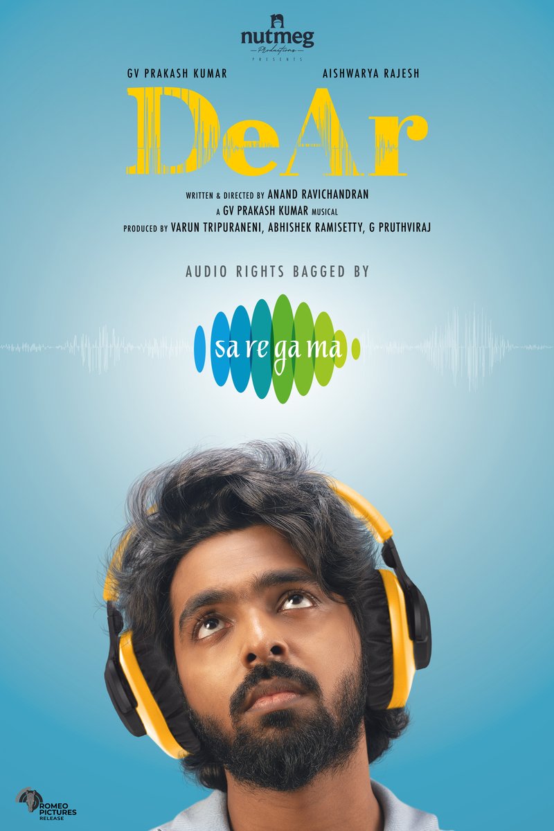 Dear people, here is a moment of pure love 💞 Happy to announce that the audio rights of #DeAr has been bagged by @saregamasouth! @NutmegProd @tvaroon #AbhishekRamisetty #PruthvirajGK @gvprakash @aishu_dil @Anand_Rchandran @jagadeesh_s_v @editor_rukesh
