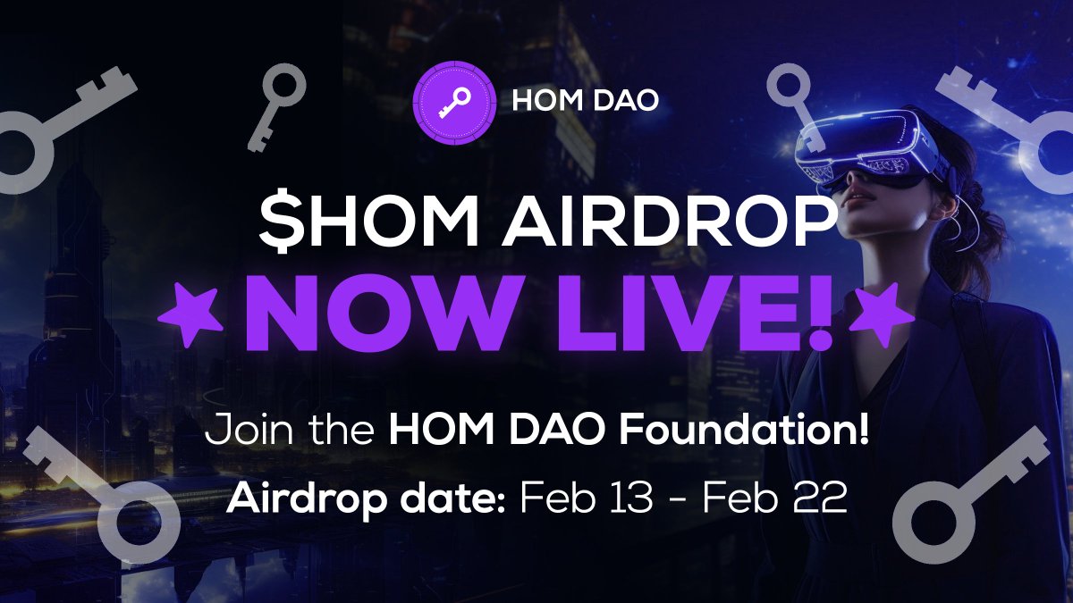 🚀 HOM DAO AIRDROP LIVE NOW! 🔥 It's time to kick off the HOM DAO hype with our first-ever HOM coins Airdrop! Get ready to join the revolution and earn your share! 💰 Reward Pool: $10,000 worth of $HOM! 🤖Airdrop link: t.me/HomDAO_Airdrop… 🤟Rules: reddit.com/r/HomDAO_offic……