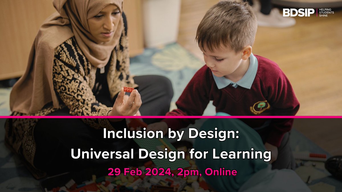 Universal Design for Learning is a framework that enables inclusive practice from inception. @LGfL will provide you with the skills, knowledge and strategies to implement UDL in your schools. More info & registration via our website: bdsip.co.uk/arlo/events/83…