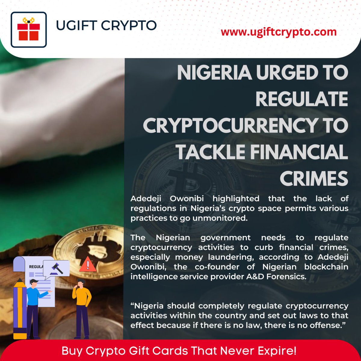 giftcryptotoken's tweet photo. Nigeria urged to regulate cryptocurrency to tackle financial crimes

Buy Crypto Gift Cards That Never Expire!
💠https://t.co/Keko7iggkk https://t.co/Qv5bqI1NlS