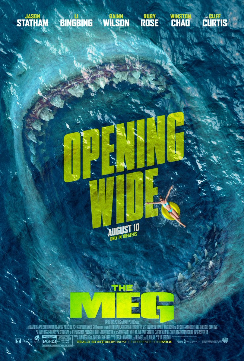 #NowWatching THE MEG #JonTurteltaub #JasonStatham #LiBingBing #RainnWilson #CliffCurtis #WinstonChao #RubyRose #PageKennedy #RobertTaylor #OlafurDarriOlafsson #JessicaMcNamee #MasiOka #WrathOfStath