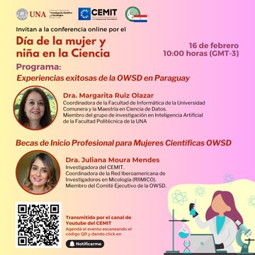 Invitamos a la conferencia por el Día Internacional de la Mujer y la Niña en la Ciencia 👩‍🔬🧬🔭🔬🧪🧫