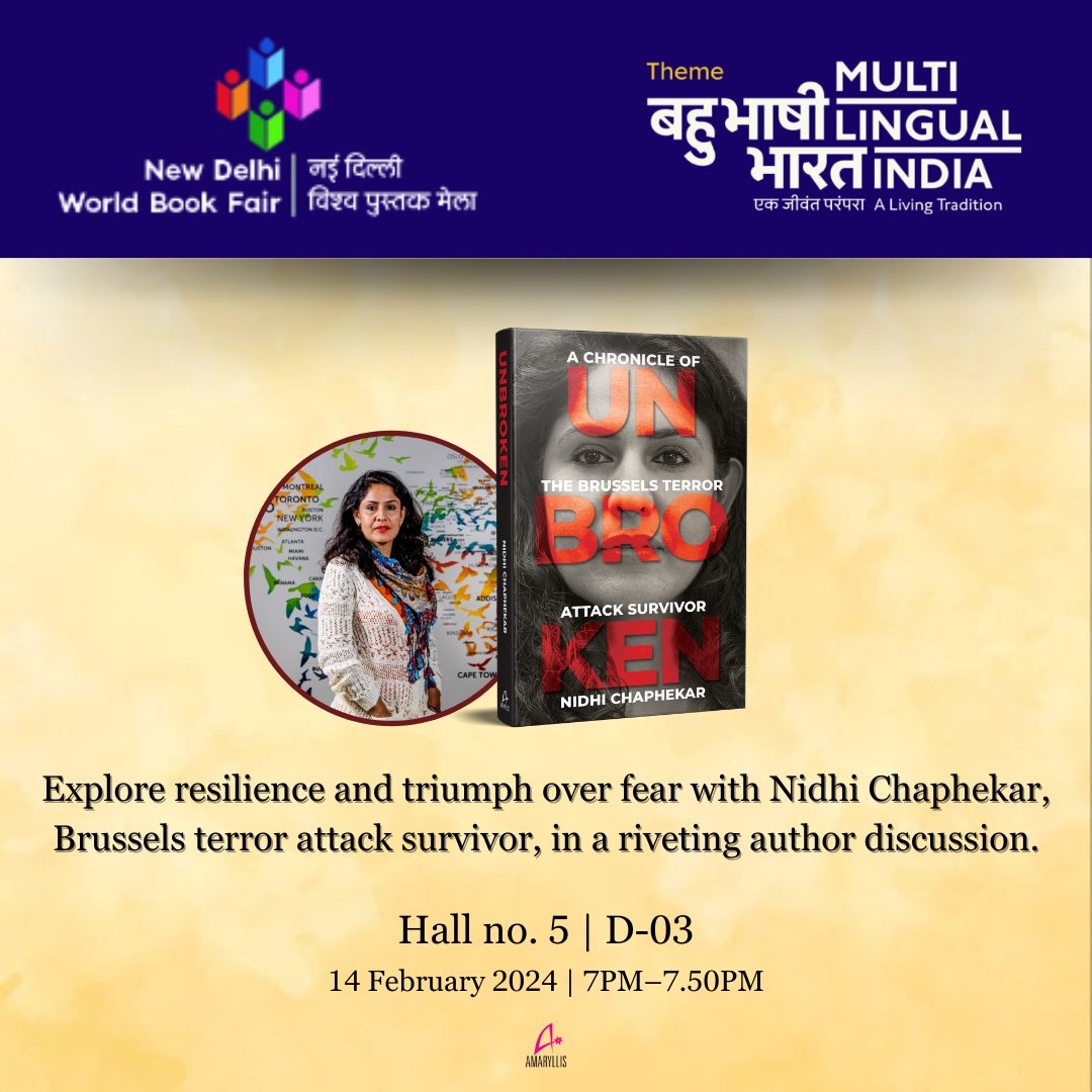 Join us for an enlightening evening as we delve into the remarkable journey of triumph over fear with Nidhi Chaphekar, a survivor of the Brussels terror attack.