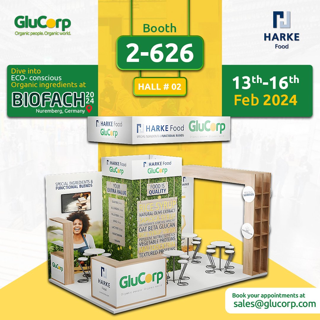 glu_corp's tweet photo. Dive into sustainability at booth 2-626 with Harke during Biofach 2024 in Nuremberg, Germany. Explore our eco-conscious organic ingredients – a taste of a greener future!

https://t.co/MjSfaB3unM

#glucorp #harke #Biofach2024 #SugarReductionInsights #HealthyChoices #supplier https://t.co/y4eZqLamsT