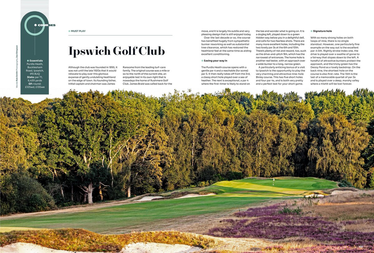 We are delighted to be included in the @GolfMonthly Must Play article in March's issue, written by @RobGolfBeer and photograph by @JOE27SIMPSON who is part of our @IgcGreenkeepers team. @BrumptonGraham @igcecology1