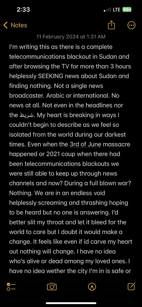KushiticGyal's tweet photo. My pain knows no end.
My grief knows not limit.

I’m seething with anger and agony.

Network is back, slowly and I’m okay I guess. It depends on how you define okay.

And for the love of god #KeepEyesOnSudan https://t.co/rX1CZKRju4