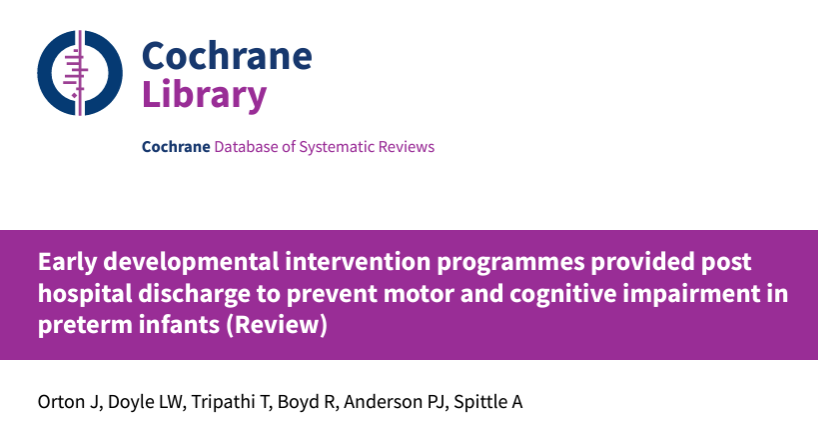 CochraneNeonate's tweet photo. This update included 19 new studies (in total 44 studies, 5051 participants).
Early developmental intervention:
- may improve cognitive outcomes in infancy
- improves cognitive outcomes at preschool age
- may not improve cognitive outcomes at school age

https://t.co/JjAGGkUJvN https://t.co/8oCwDvyPqF