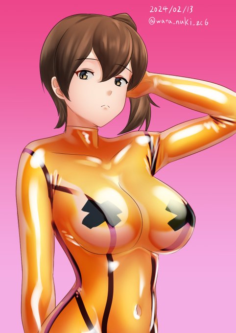 #艦これ 
#艦これ版深夜の真剣お絵描き60分一本勝負 
#艦これ版真剣お絵描き60分一本勝負_20240213 
加賀さんラバースーツmode。 