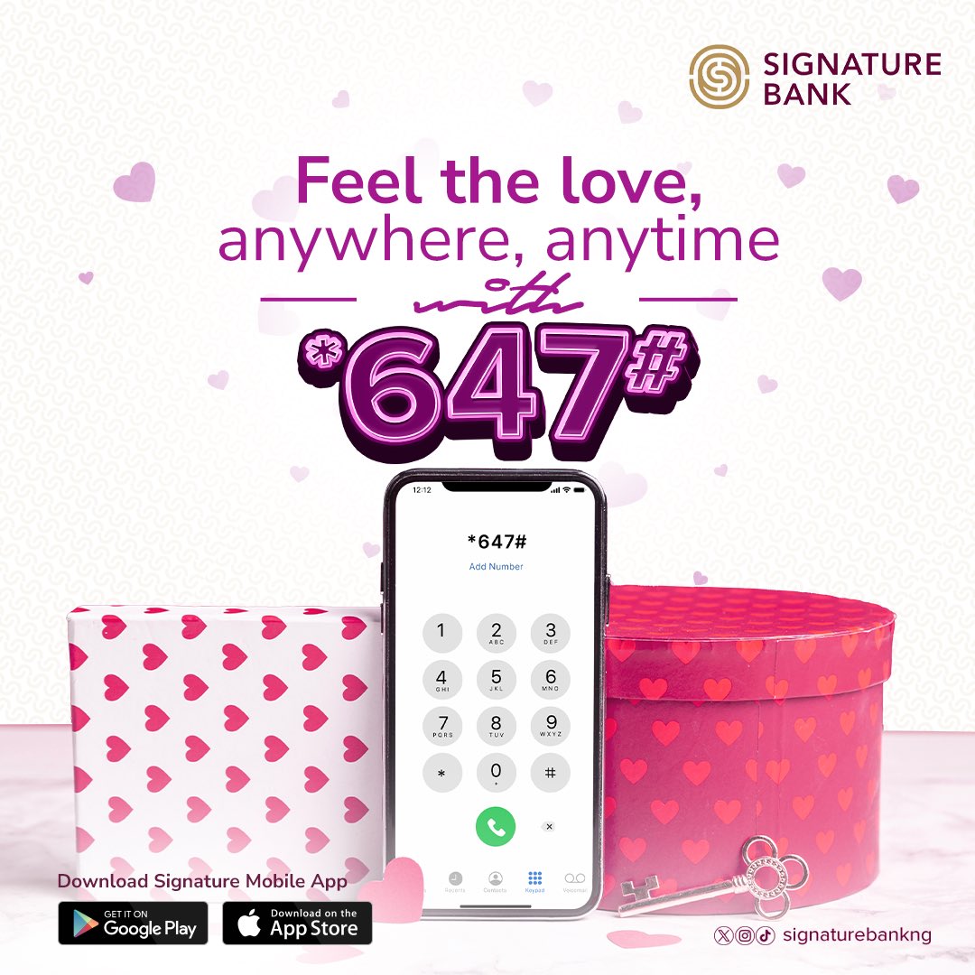 Valentine's Day is almost here, and what better way to spread the love than by making every transaction a gesture of affection?

*647# Instant Banking makes it easier than ever to share the love with every purchase!

#SignatureBank #MakeYourMark #FeelTheLove