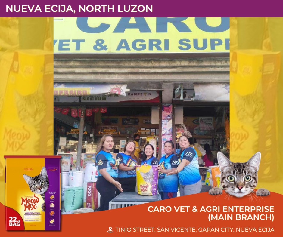meowmixph's tweet photo. Meow Mix Original Choice big bags now available in retail at Caro Vet &amp; Agri Enterprises! 🐾

Visit their stores at:

Main Branch:
📍Tinio Street, San Vicente, Gapan City, Nueva Ecija

Second Branch:
📍Tinio Street, San Lorenzo, Gapan City, Nueva Ecija

📩 #meowmixphavailable https://t.co/2q0kCSMdnR