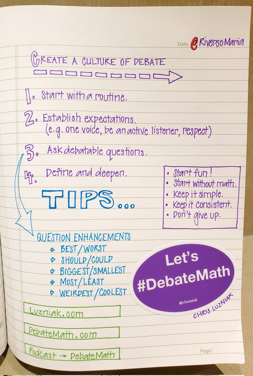 #Grateful for the time the @DP_math team has had to learn w/ @cluzniak at @OMCAmath's Retreat. TY Chris & OMCA for organizing. Looking forward to Part 2 today. #OMCAretreat2024 #DebateMath 'My CLAIM is...and my WARRANT is...' #dpmath #iteachmath 👇🏼 Sharing my notes. #sketchnote