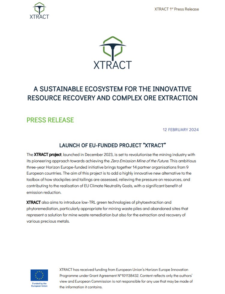 xtract_project's tweet photo. 📢 We are excited to announce the launch of the 1st #PressRelease of the @xtract_project! ✅
This #eufunded project is set to span 3 years, from December 2023 to November 2026. We will collaborate as a consortium of 14 partner organisations from 9 EU countries. 🇪🇺 https://t.co/mzIddowCfz