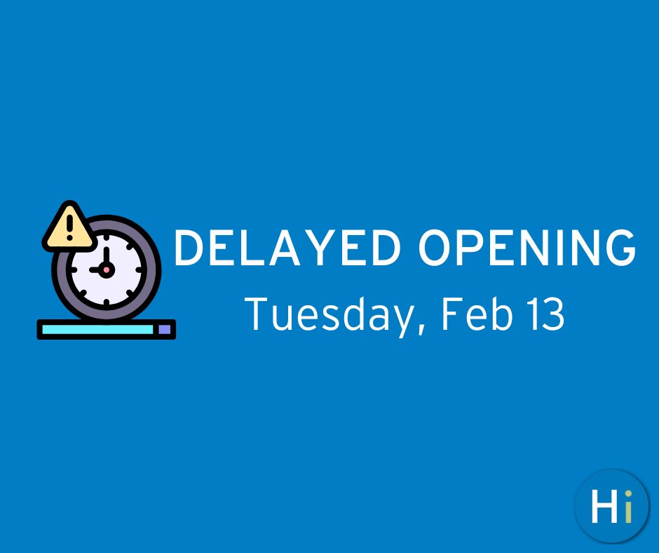❗Due to anticipated inclement weather, all HCLS branches will open at 10:30 am today, Tuesday, February 13.