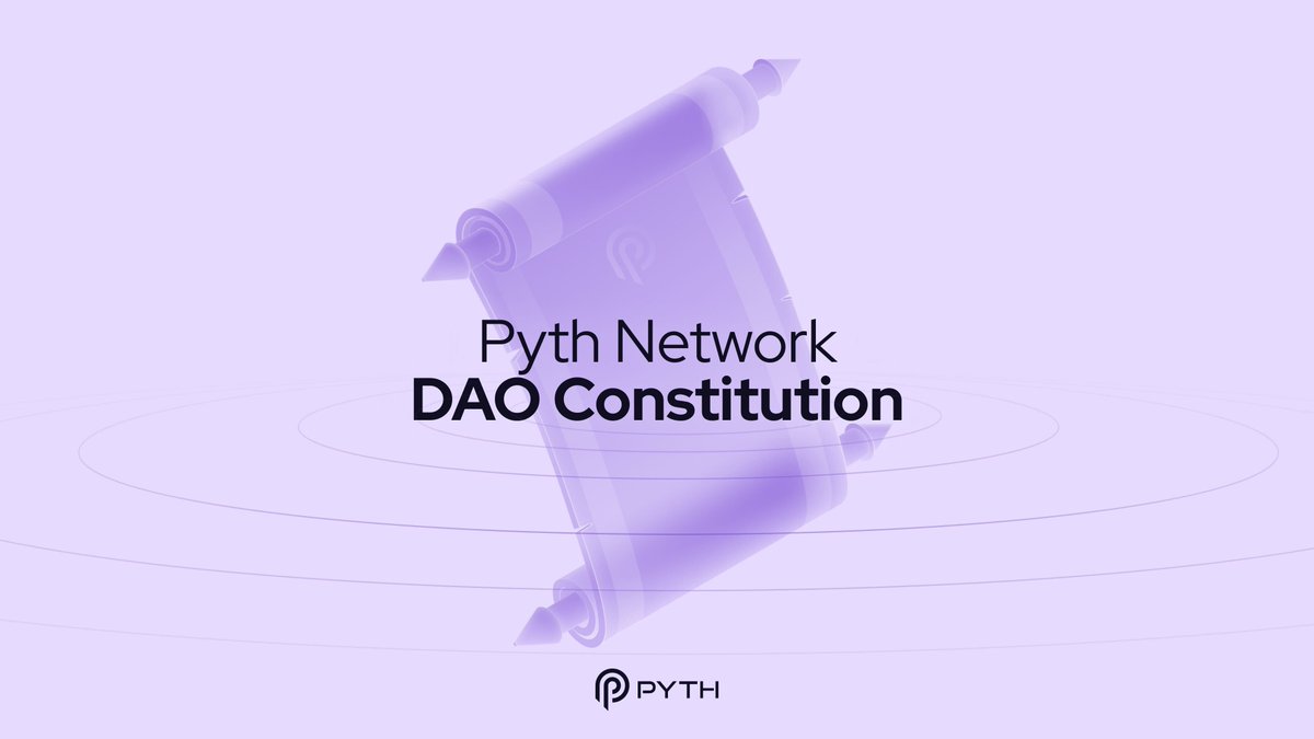 Today, the Pyth Network community has voted on-chain to approve the Pyth DAO Constitution.

This Constitution describes the decision-making framework for the Pyth DAO and the governing framework for the holders of $PYTH.

Learn more below:
What is the Pyth DAO Constitution?

The