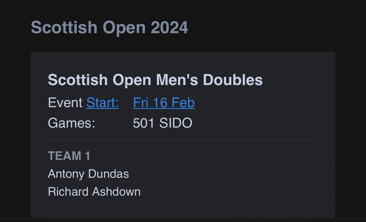 Well there we have it! The new favourites for the Scottish Open Men’s Doubles are officially entered! Me and @LittleRichard are ready for our assault on the title!