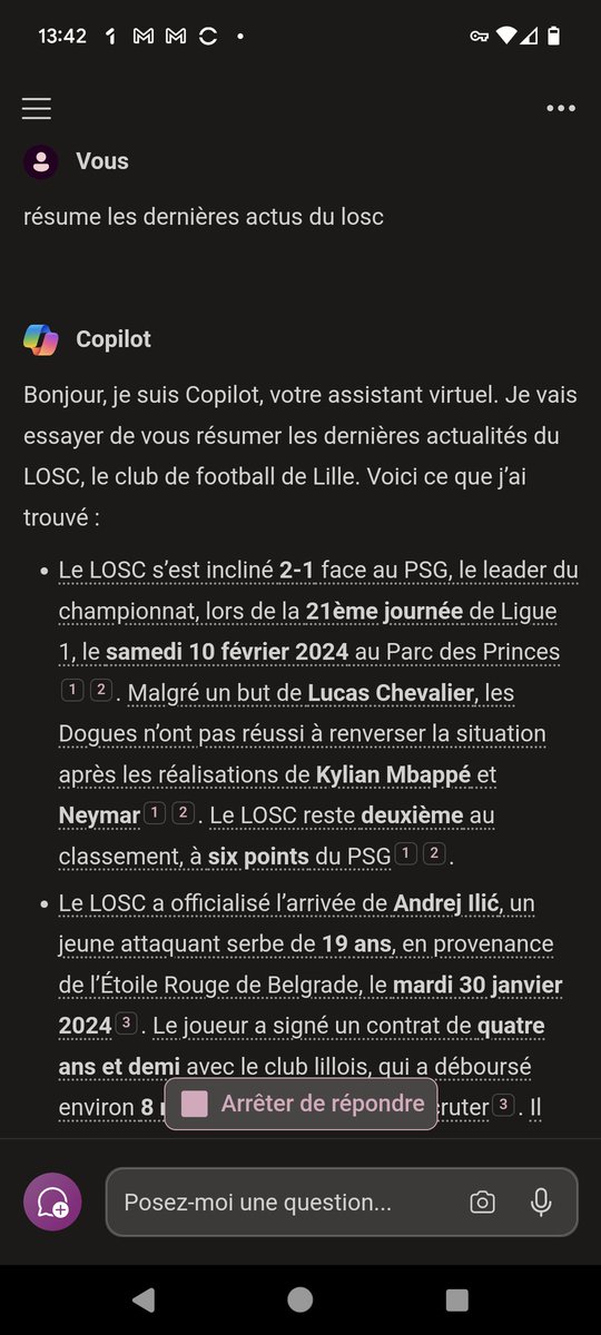 Copilot sur le chaud, c'est pas trop ça...

Le score est faux, Les buteurs aussi...