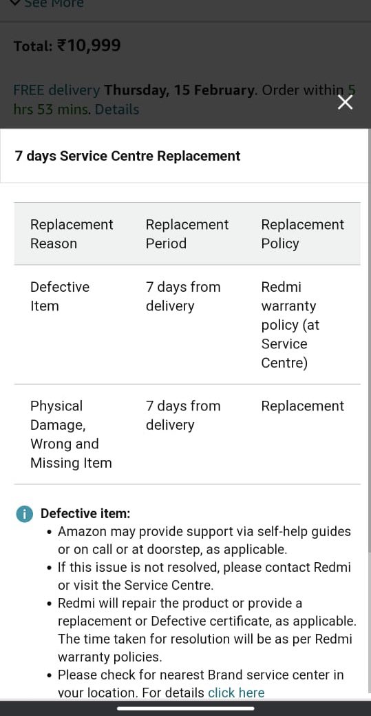 Amazon's (new) replacement policy?
Defective item at service centre.