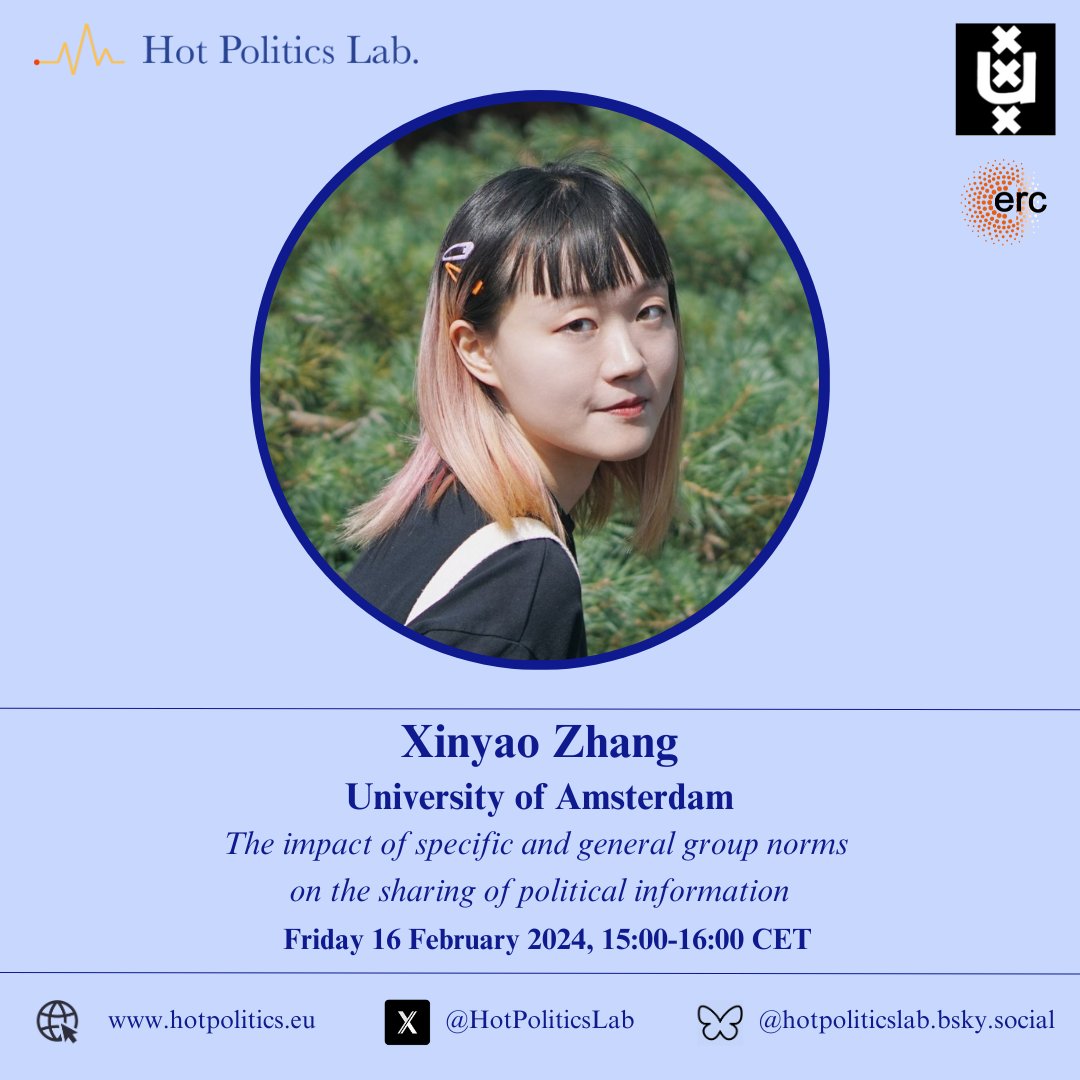 This Friday (16.02) we continue our Graduate Friday series! Delaney and Xinyao will present their projects on political behavior and political information sharing in the #HotPoliticsLab. Join us in the Common Room (REC-B9.22) or online via teams.microsoft.com/dl/launcher/la…