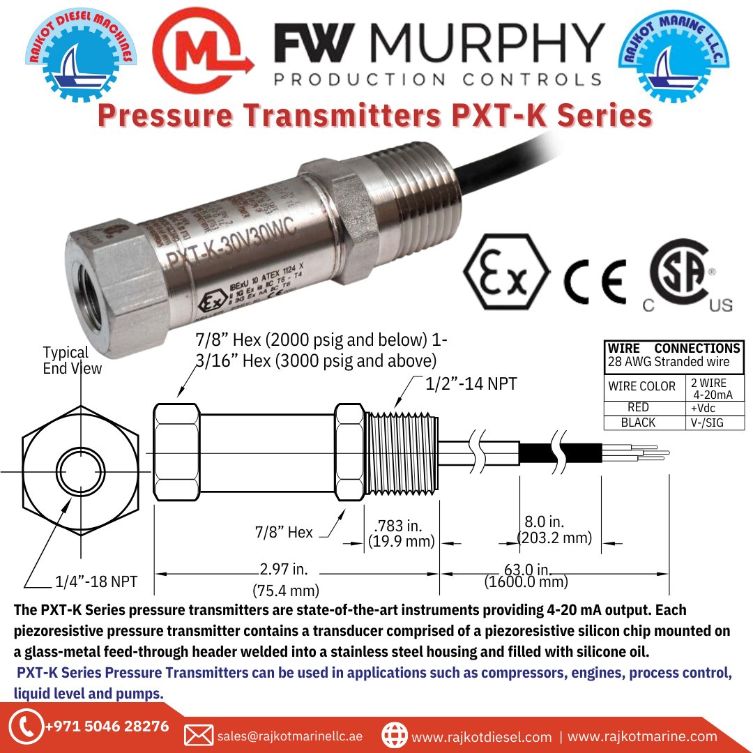 The PXT-K Series pressure transmitters are state-of-the-art instruments that can be used in applications such as compressors, engines, process control, liquid level and pumps.

#engines #compressors #processcontrol #pumps #pumpindustry