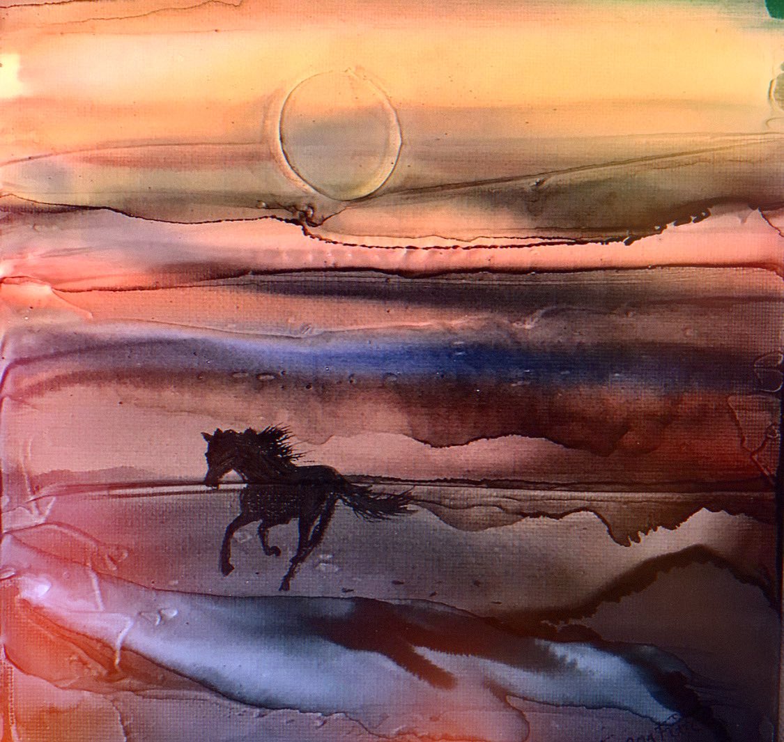 Run .    Alcohol Ink Over Acrylic Gesso.  #ArtistOnX #ArtisticExpression #horsepainting #INK #inkart