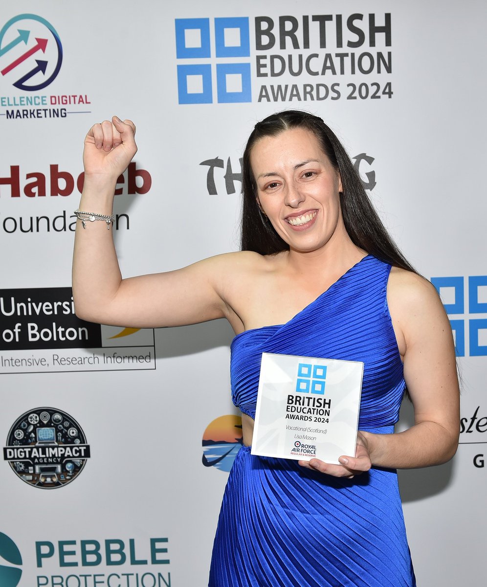 This is what winning a British Education Award feels like! It’s Lisa Mason from #Ayrshire College, winner of the #Vocational gong for #Scotland @AyrshireColl #BEA2024
