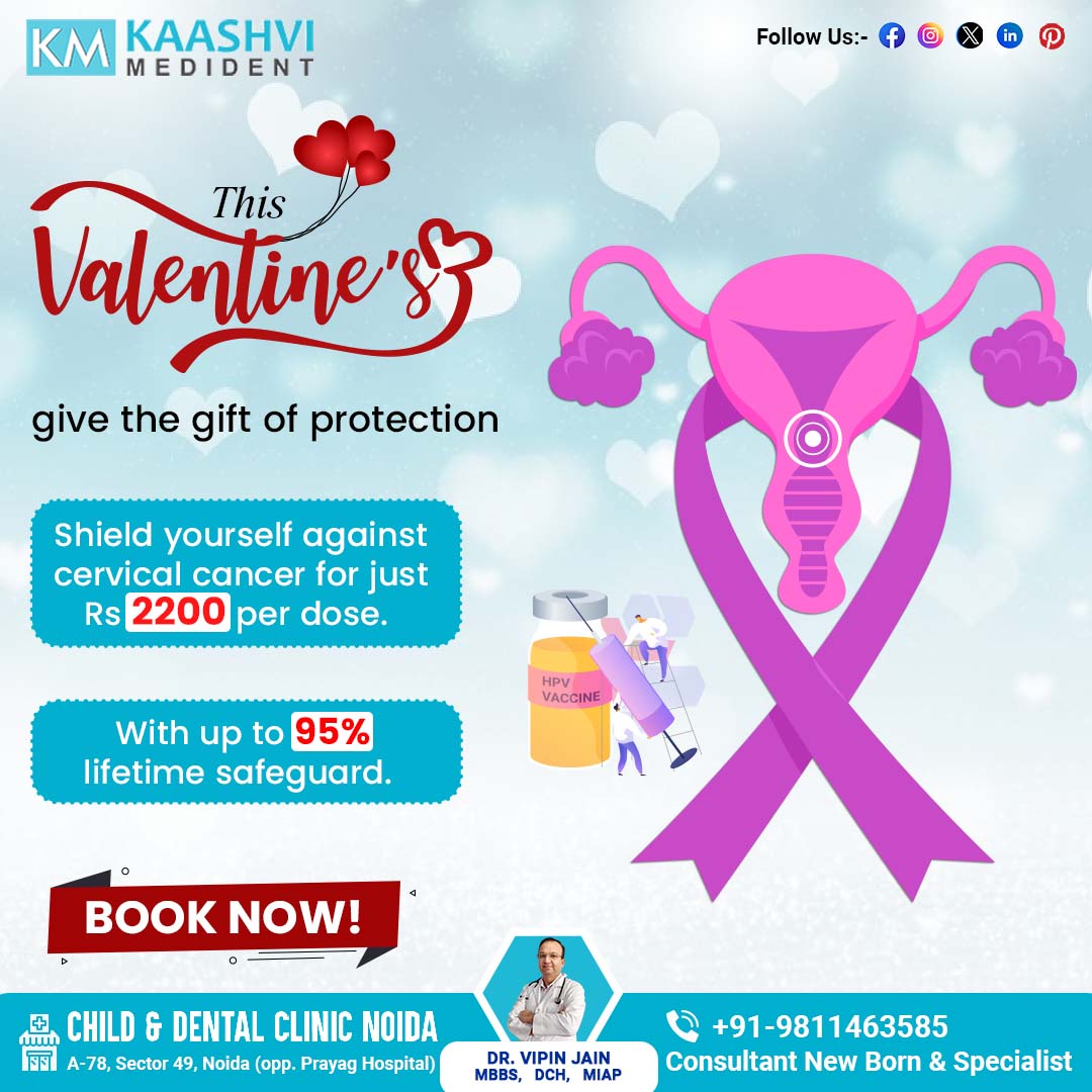 kaashvimedident's tweet image. Love is in the air, and so is protection! 💕 This Valentine's, give the gift of health with our cervical vaccination offer starting at just Rs 2200. With up to 95% lifetime guard, let's prioritize wellness together. 
#ValentinesHealth #LoveAndProtection #Valentinesoffer