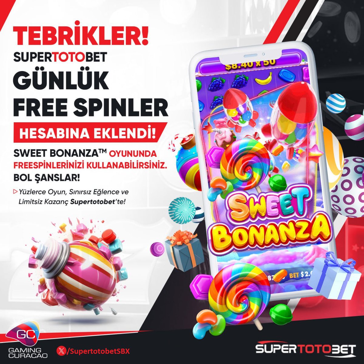 SUPERTOTOBET İLE HER GÜN BİR EĞLENCE BİR KAZANÇ!

Dün Süpertotobet'te yatırım yapan tüm kullanıcılarımıza freespinler hesaplarına eklendi!

FS'leriniz  Sweet Bonanza'da Free spin Eklenmiştir!