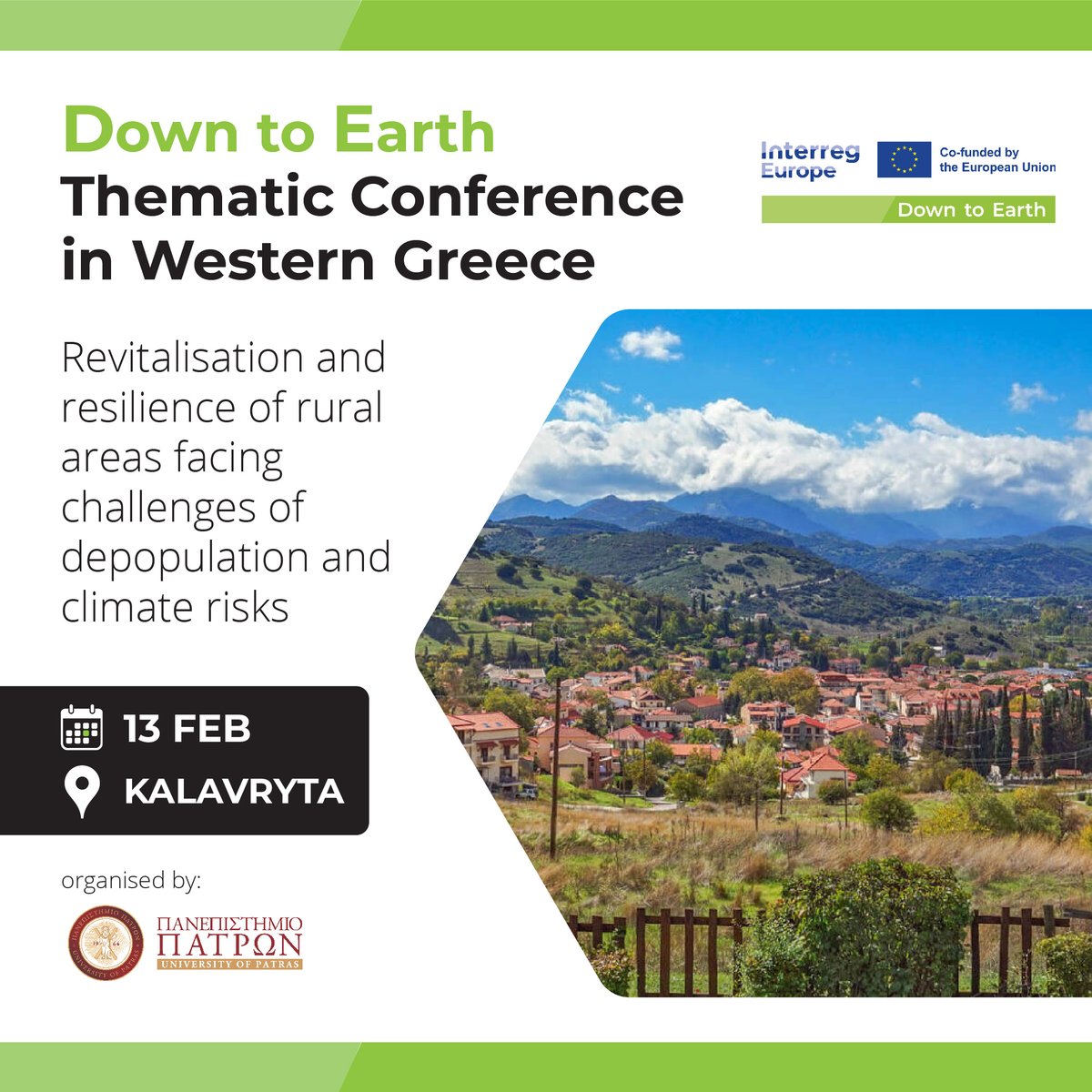 🇬🇷 🌞We are in Western Greece today for the first day of our #StudyVisit, opening the day with Down to Earth first #ThematicConference on the Revitalisation and Resilience of Rural Areas facing challenges of depopulation and climate risks!