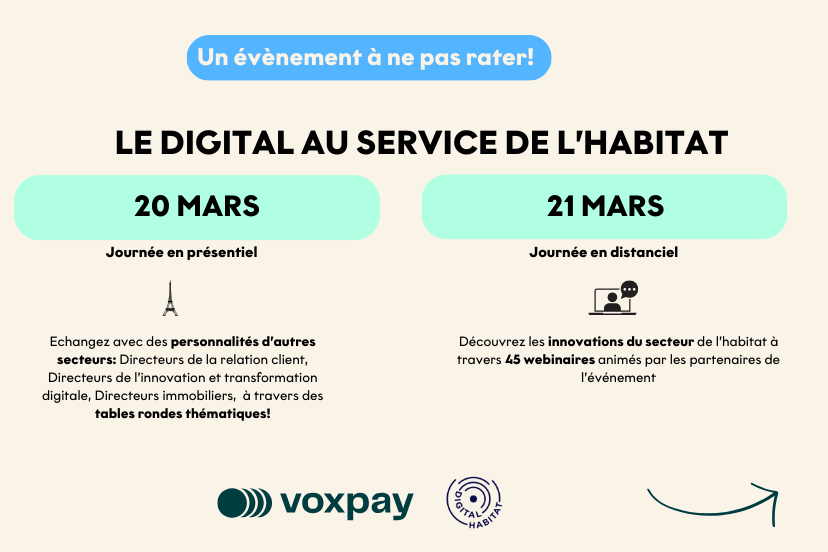 VoxPayment's tweet photo. 🎉DIGITAL HABITAT 2024, arrive à grands pas!
👉L'IA au service de l'immobilier!

RDV les 20 et 21 mars prochains, pour découvrir les dernières tendances digitales au service de l'Habitat!

Vous inscrire à l'évènement: 
👉 https://t.co/iPqPwDXnq3

#salon #habitat #digital #IA https://t.co/5HAm1Itk0O