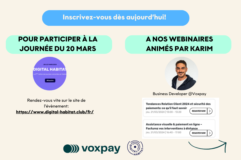 VoxPayment's tweet photo. 🎉DIGITAL HABITAT 2024, arrive à grands pas!
👉L'IA au service de l'immobilier!

RDV les 20 et 21 mars prochains, pour découvrir les dernières tendances digitales au service de l'Habitat!

Vous inscrire à l'évènement: 
👉 https://t.co/iPqPwDXnq3

#salon #habitat #digital #IA https://t.co/5HAm1Itk0O