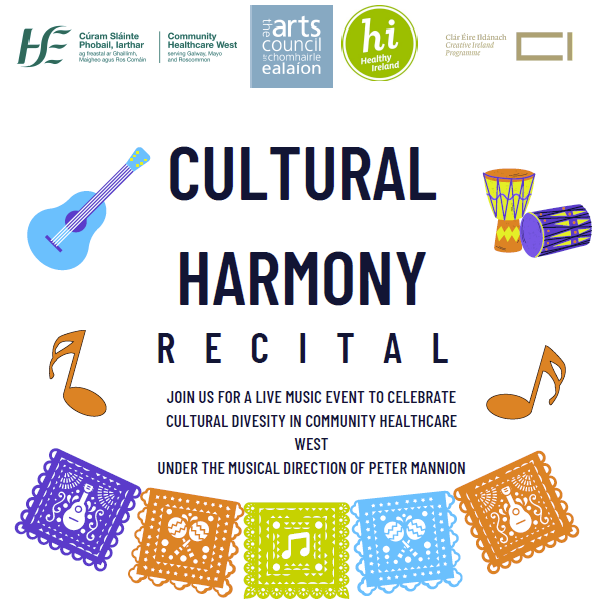 StaffNewsWNW's tweet photo. The Cultural Harmony Project is a HSE Staff Health &amp; Wellbeing Initiative funded through Creative Ireland &amp; the Arts Council exploring culture &amp; diversity across @CHO2west through music &amp; song. 
Celebrate with us in Merlin Park University Hospital Church from 3-4pm on 13th Feb🎵 https://t.co/D7Vs30MG70