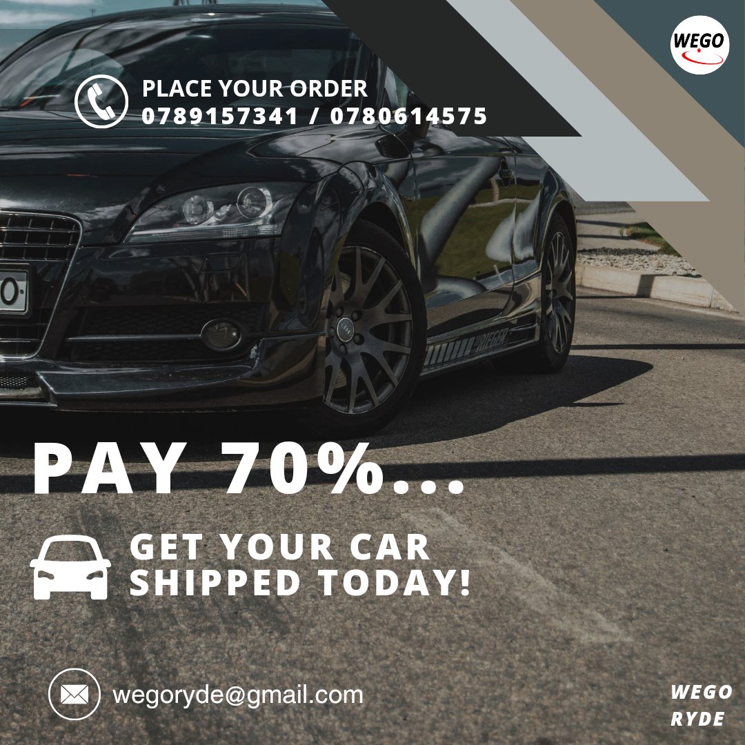 #RwOT 🫴🏽 Pay 70% Down Payment for your car and enjoy a fast, reliable delivery today! 📍Only At @Wego_Ryde 💫