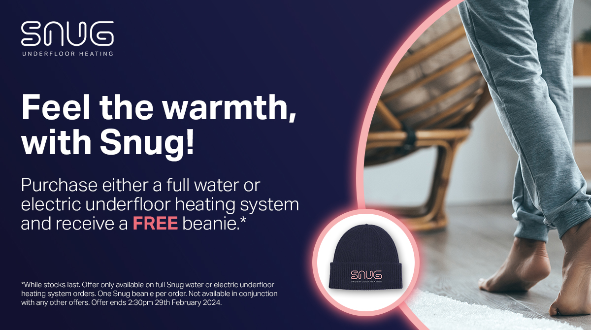 Feel the warmth this February with Snug! Purchase either a full water or electric underfloor heating system and a receive a FREE Snug beanie.* Ask in-store or give us a call for more details.#snugunderfloorheating #snugufh #underfloorheating #snuglife @ipg_the